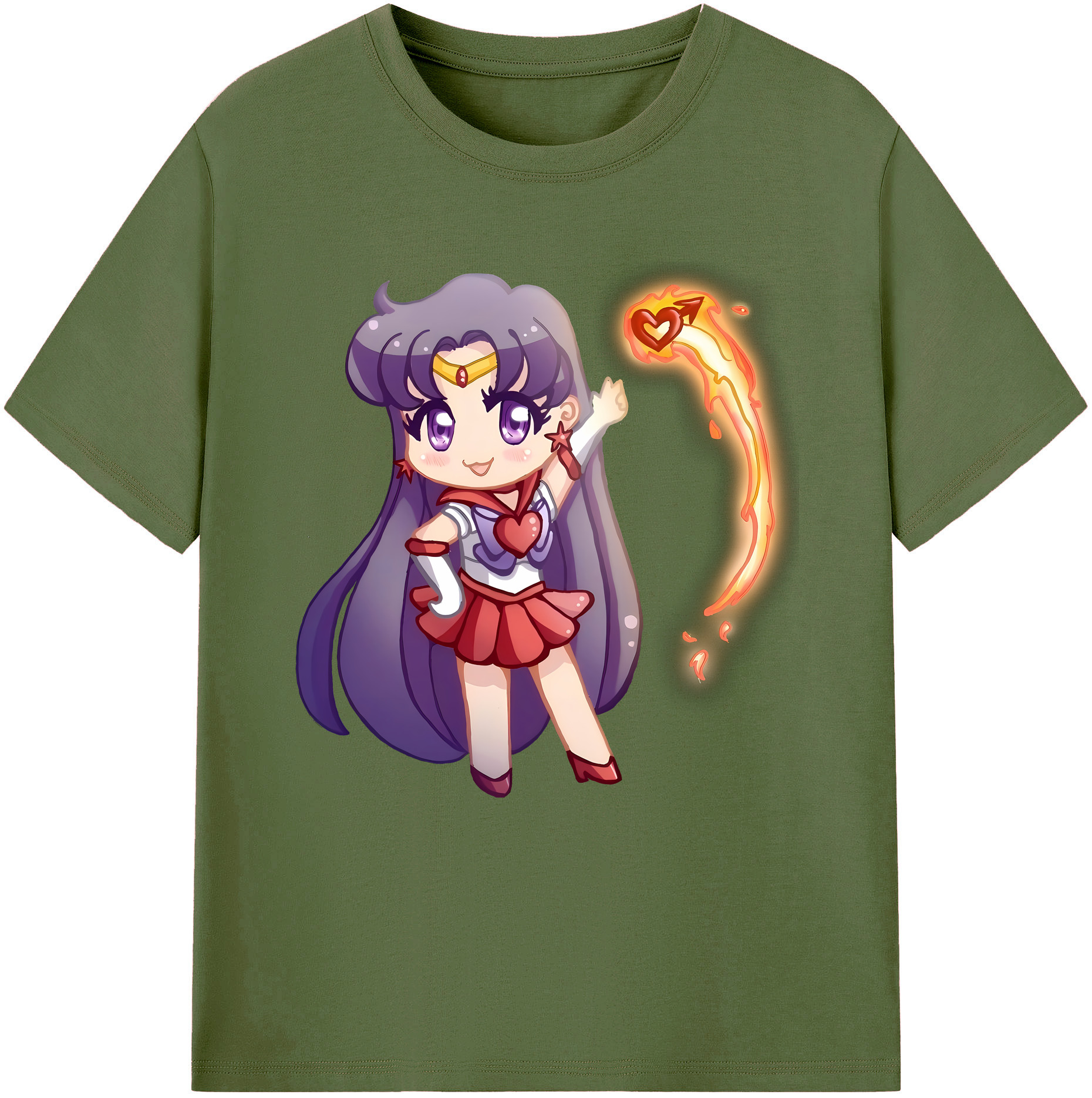 （画像用） 美少女戦士セーラームーン 火野レイ ひの レイ Sailor Moon Hino Rei （セーラーマーズ,Sailor Mars） 綿100％半袖Tシャツ（フロントプリント）